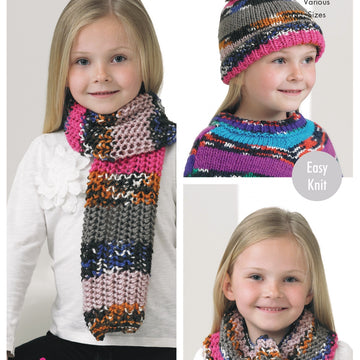 Poncho, Snood, Scarf & Hat. in King Cole Big Value Multi Chunky - 4242 - Downloadable PDF