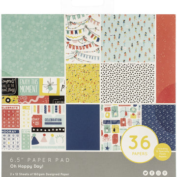 Kaisercraft Paper Pad 6.5"X6.5" 40/Pkg - Oh Happy Day!