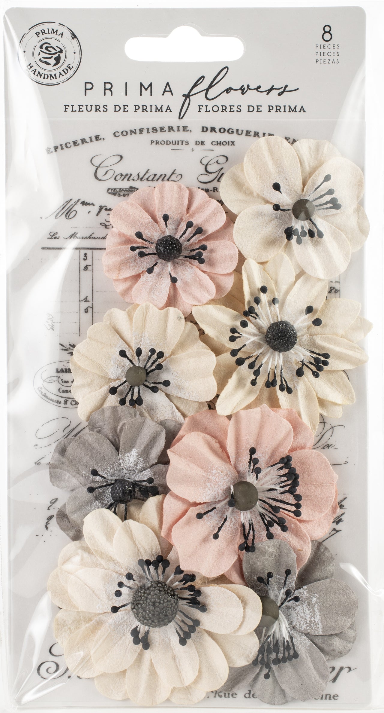 Prima Marketing Mulberry Paper Flowers - Simplify/Spring Farmhouse, 8/Pkg