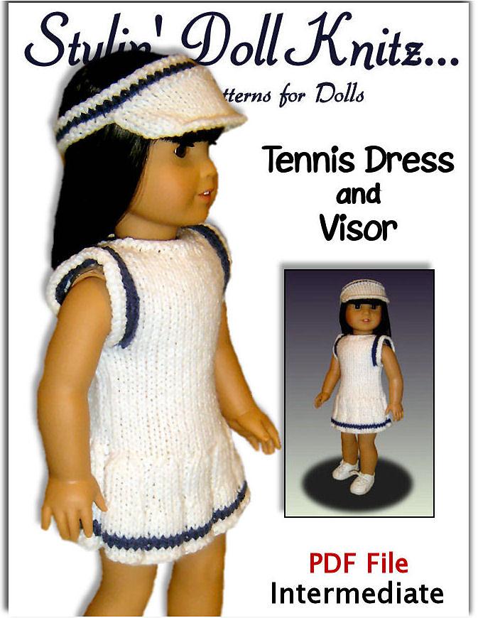 Tennis Dress knitting pattern, for American Girl and 18 inch 024