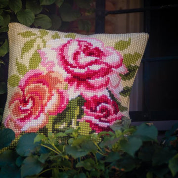Vervaco Roses Cushion Cross Stitch Kit - 40cm x 40cm