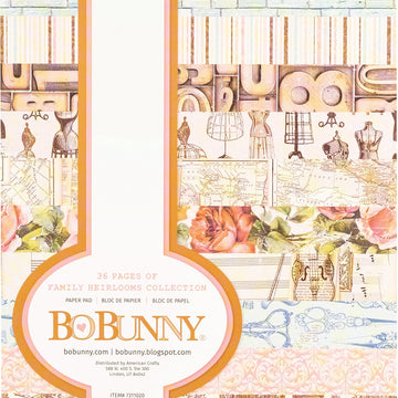 American Crafts Bobunny Single-Sided Paper Pad 6"X8" 36/Pkg - Family Heirlooms, 12 Designs/3 Each