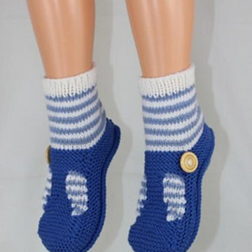 Childrens Stripe Sock T Bar Sandal Slippers