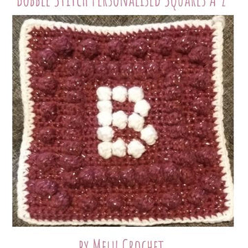 Bobble Stitch Personalised Squares A-Z US by Melu Crochet