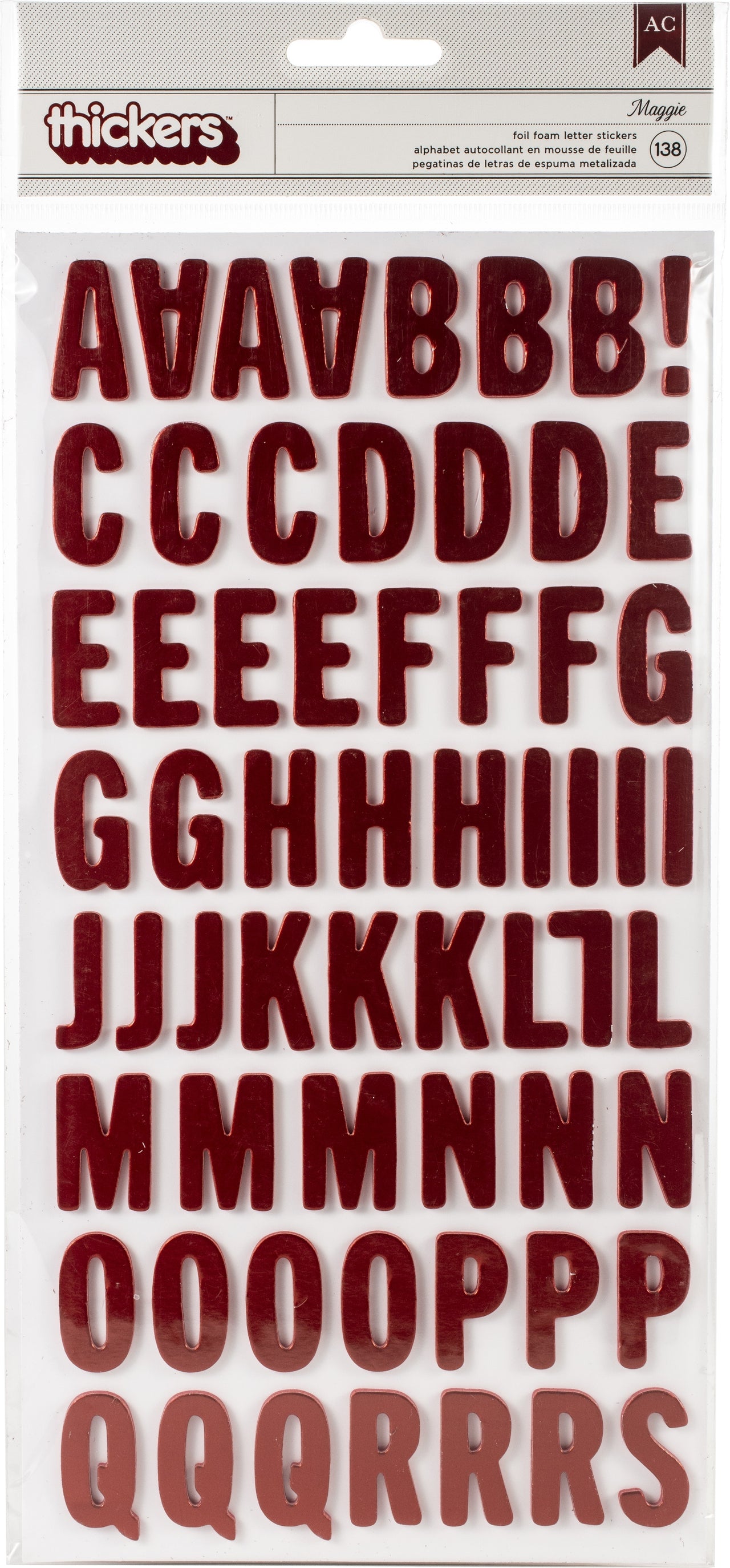 American Crafts Loves Me Thickers Stickers 5.5"X11" 138/Pkg - Letters & Numbers/Red Foiled Foam