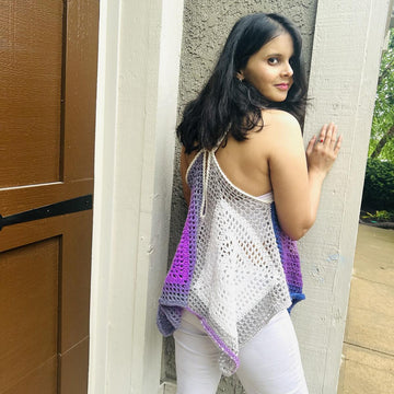 Square Charm Crochet Tank Top