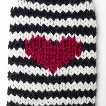 Hot Water Bottle Cover Heart Stripes Chunkky Wool Sweater