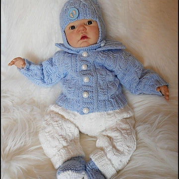 Cabled Pram Suit 16-22” doll/newborn/0-3m baby