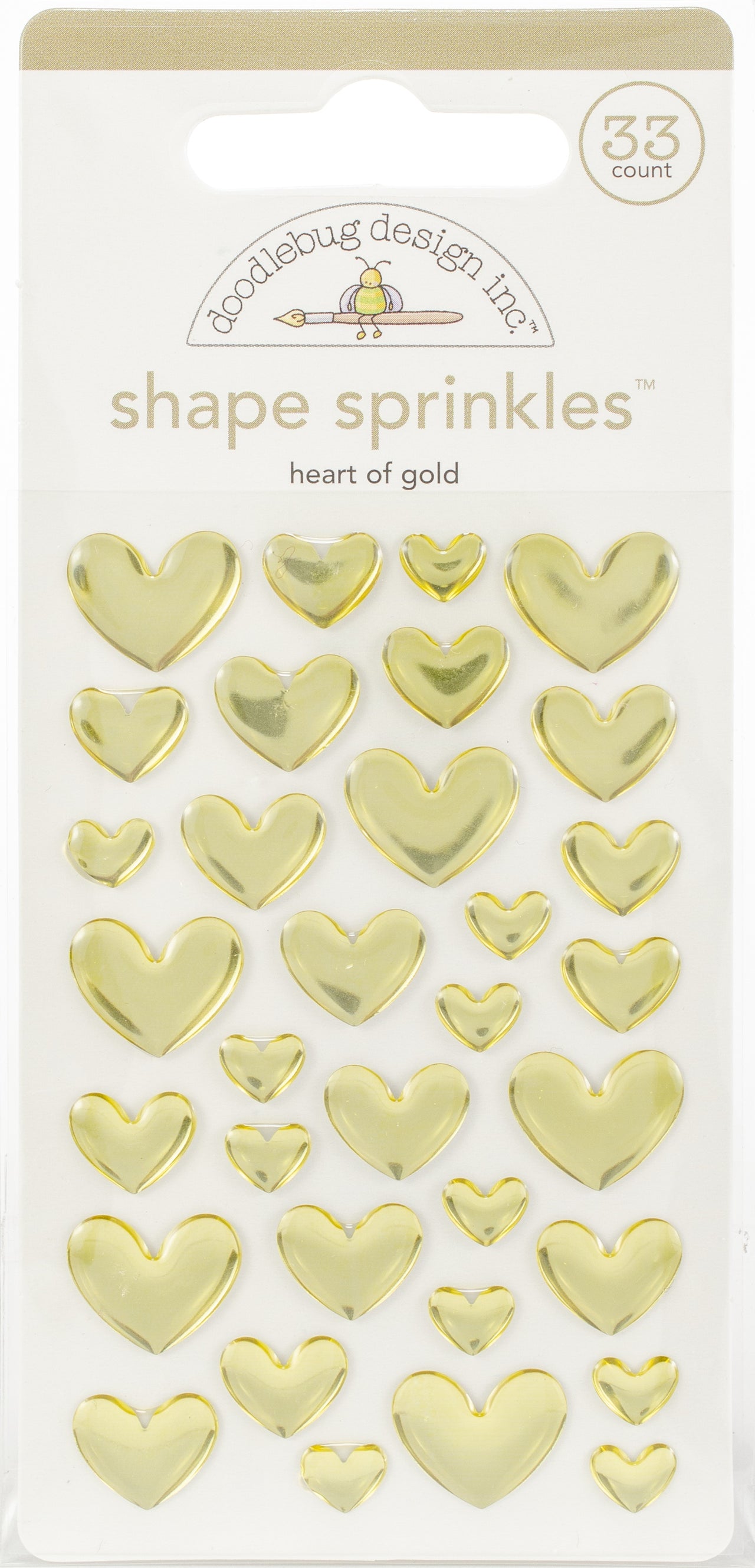 Doodlebug Sprinkles Adhesive Glossy Enamel Shapes 33/Pkg - Heart Of Gold