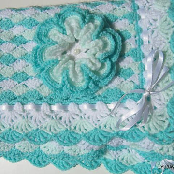 Crochet Pattern Baby Blanket "Turquoise Sea Shell" Tutorial