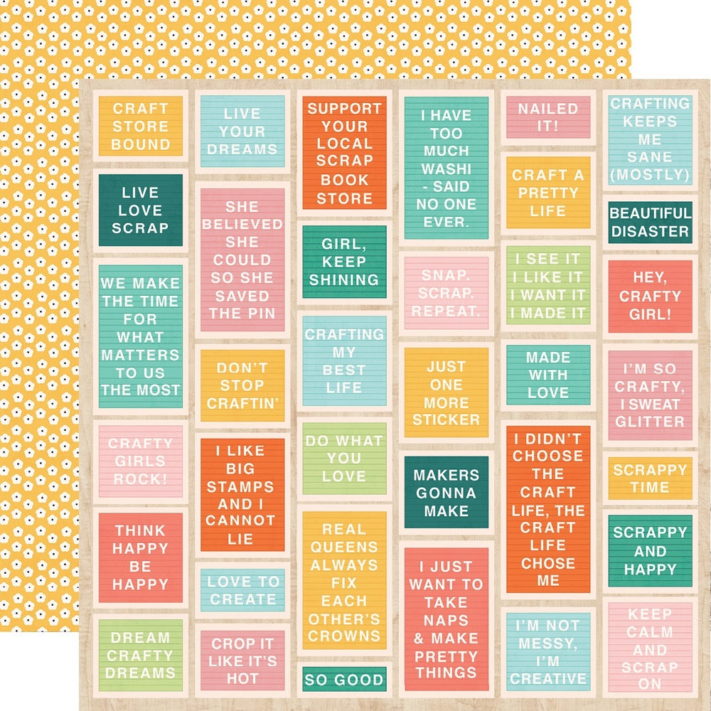 Simple Stories Hey, Crafty Girl Double-Sided Cardstock 12"X12" 25/Pkg - Say What?