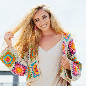 Mandala Cropped Granny Square Cardigan