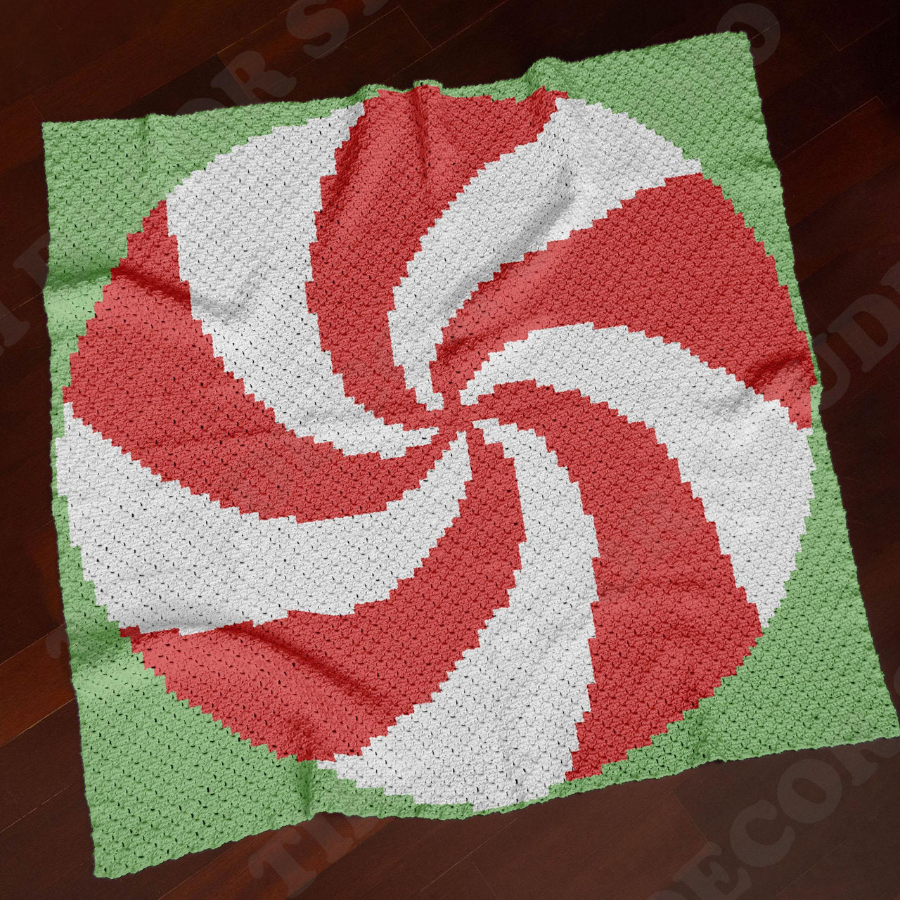 Peppermint Swirl Blanket C2C Crochet PATTERN