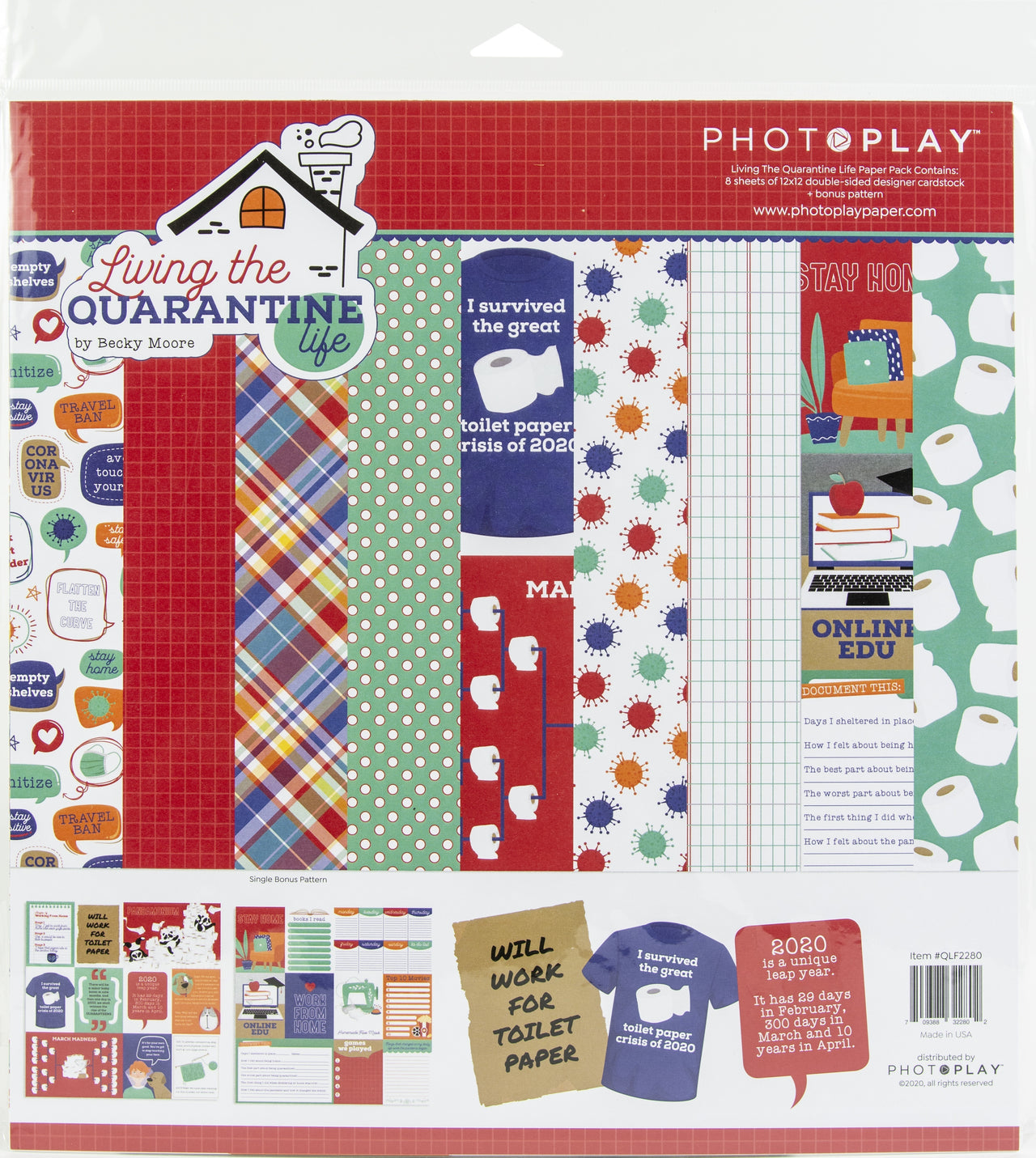 Photoplay Paper PhotoPlay Collection Pack 12"X12" - Living The Quarantine Life, 4 Des/2 Ea