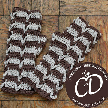 Striped Ladies Fingerless Mitts