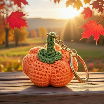 Pumpkin Keychain Crochet Pattern (PDF + Video Tutorial) – Beginner
