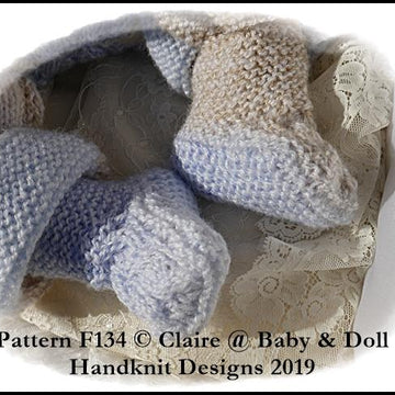 Cabled All in One and Socks Set for 16-22” doll/preemie – 3m+ baby