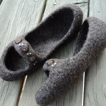 Peep Toe Slippers Felted Knit for Women