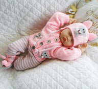 Baby Doll Knitting pattern, Mouse motif, Cardigan, Leggings, Hat & Boots, 0-3 Month Baby, 17-22 inch Doll