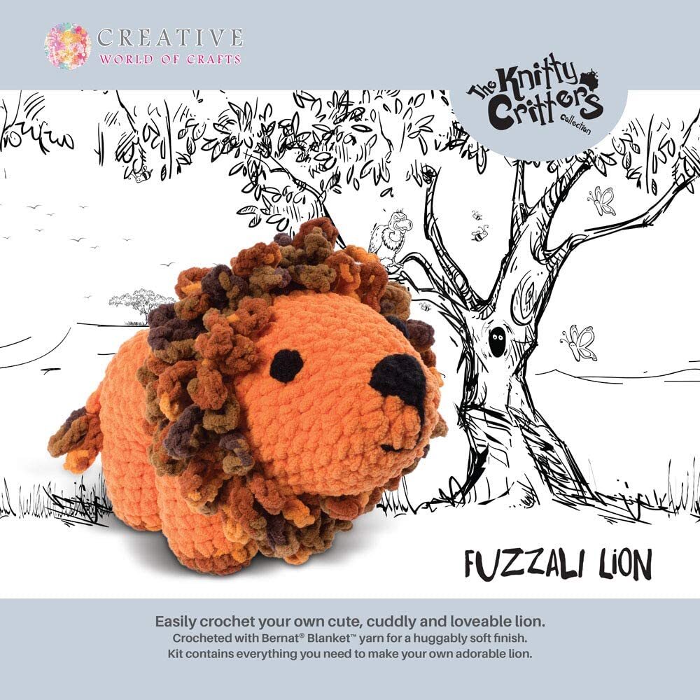 Creative World Of Crafts Knitty Critters - Fuzzali The Lion Crochet Kit