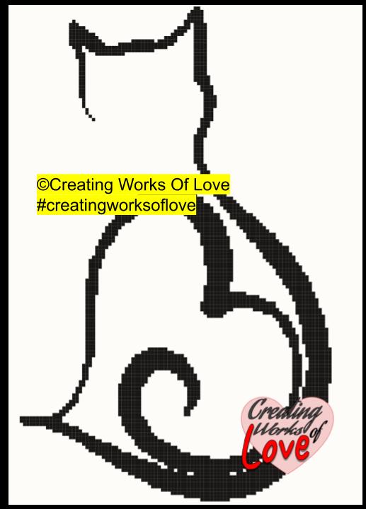 Cat Heart Stitch Graph 110x152