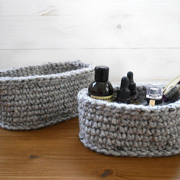 Crochet oval baskets