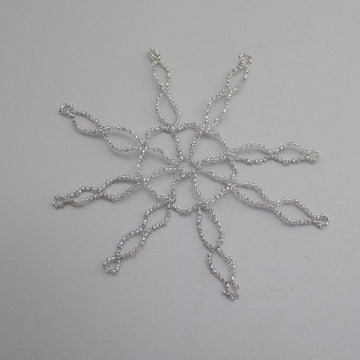 Wire Crocheted Snowflake with Beads