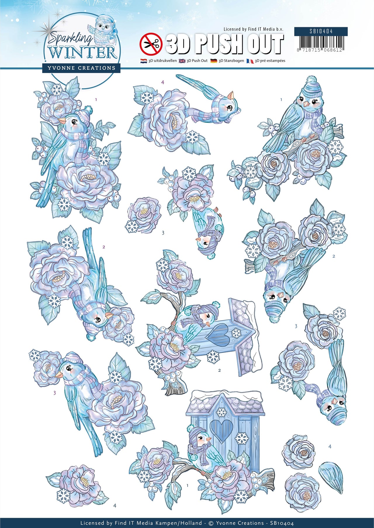 Find It Trading Yvonne Creations Punchout Sheet - Winter Birds, Sparkling Winter