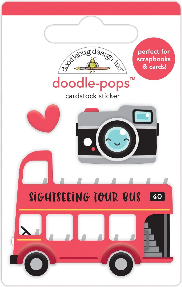 Doodlebug Doodle-Pops 3D Stickers - Double Decker, I Heart Travel
