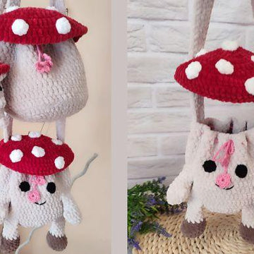 Crochet mushroom bag pattern, fly agaric handbag