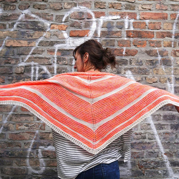 Tunisian Crochet Peaches Triangle Shawl