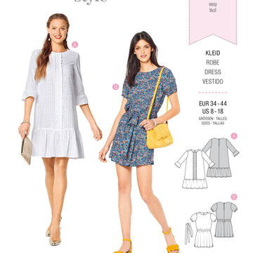 Burda Style Misses' Dress – Casual Fit – Hem Frills B6208 - Paper Pattern, Size 8-18