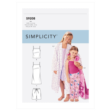 Simplicity Children's/Girls' Robe, Belt, Tops, Gown, Shorts and Pants S9208 - Sewing Pattern