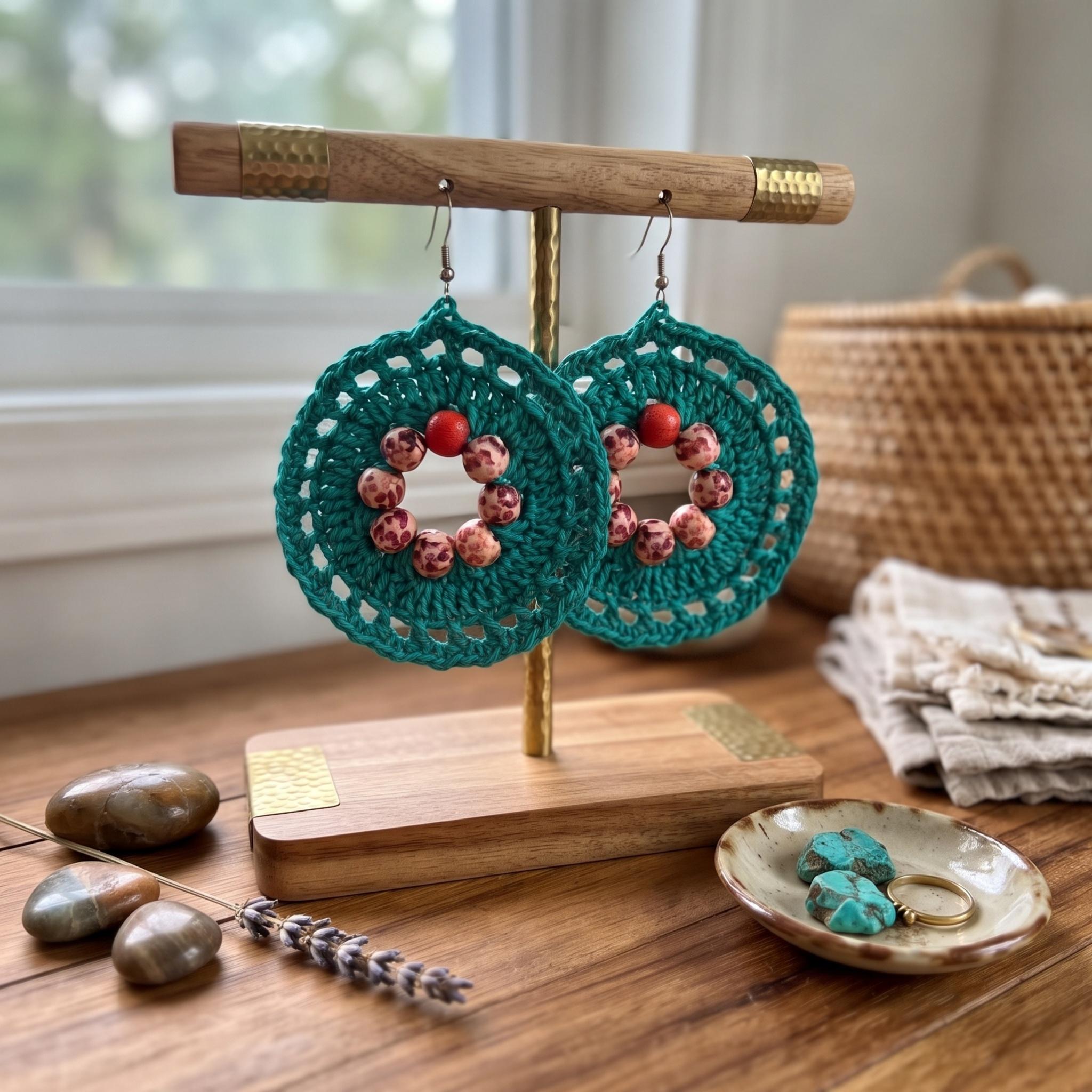 Beaded circle earrings