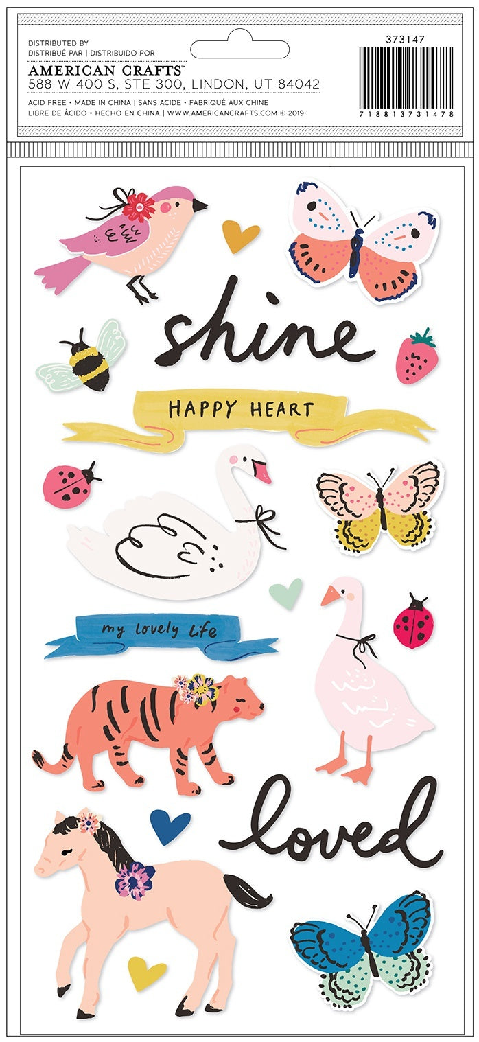 American Crafts Maggie Holmes Sweet Story Thickers Stickers 43/Pkg - Play Accent/Puffy