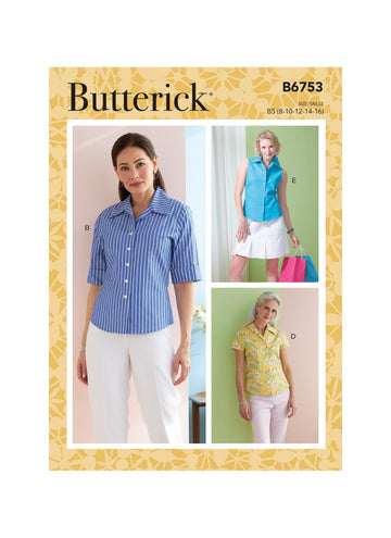 Butterick Misses'/Misses' Petite Button-Down Shirts B6753 - Sewing Pattern