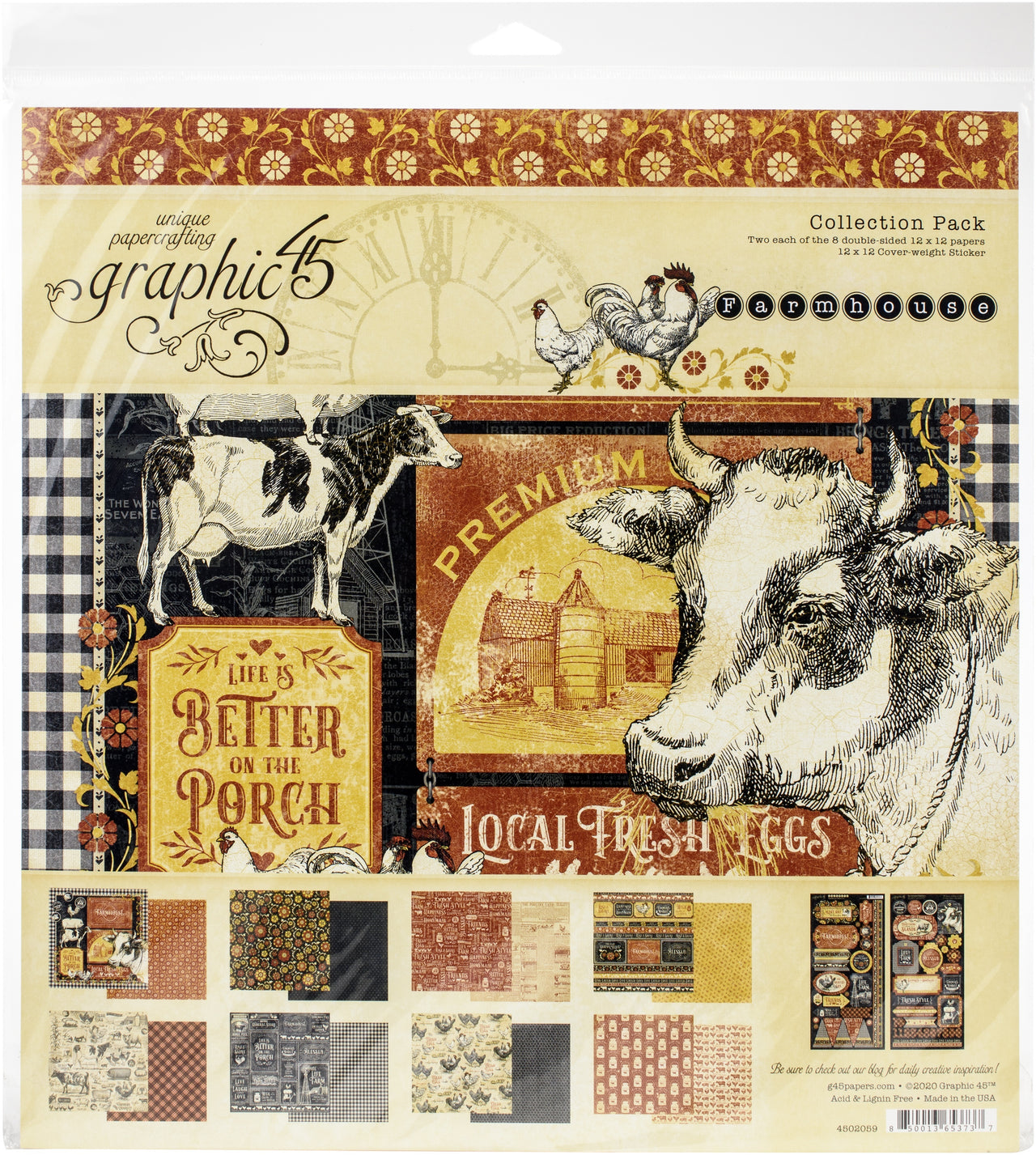 Graphic 45 Collection Pack 12"X12" - Farmhouse