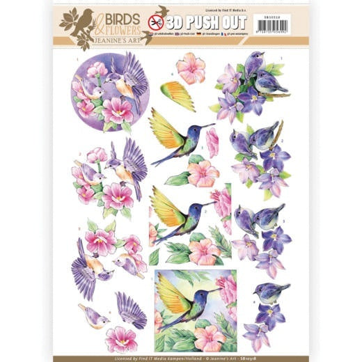 Find It Trading Jeanine's Art Punchout Sheet - Tropical Birds, Birds & Flowers
