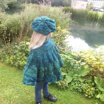 Child's Leaf Poncho With Matching Beret