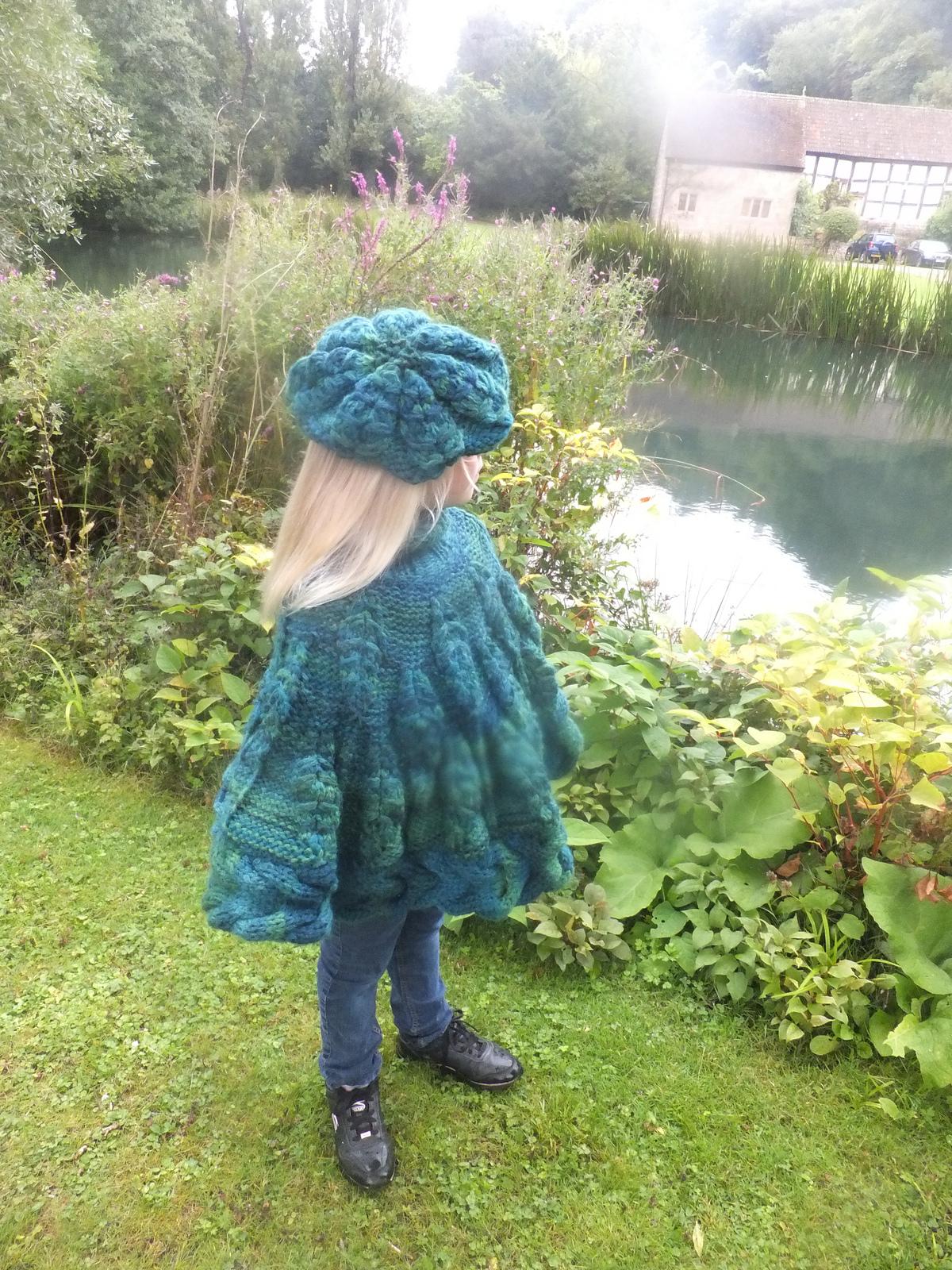 Child's Leaf Poncho With Matching Beret