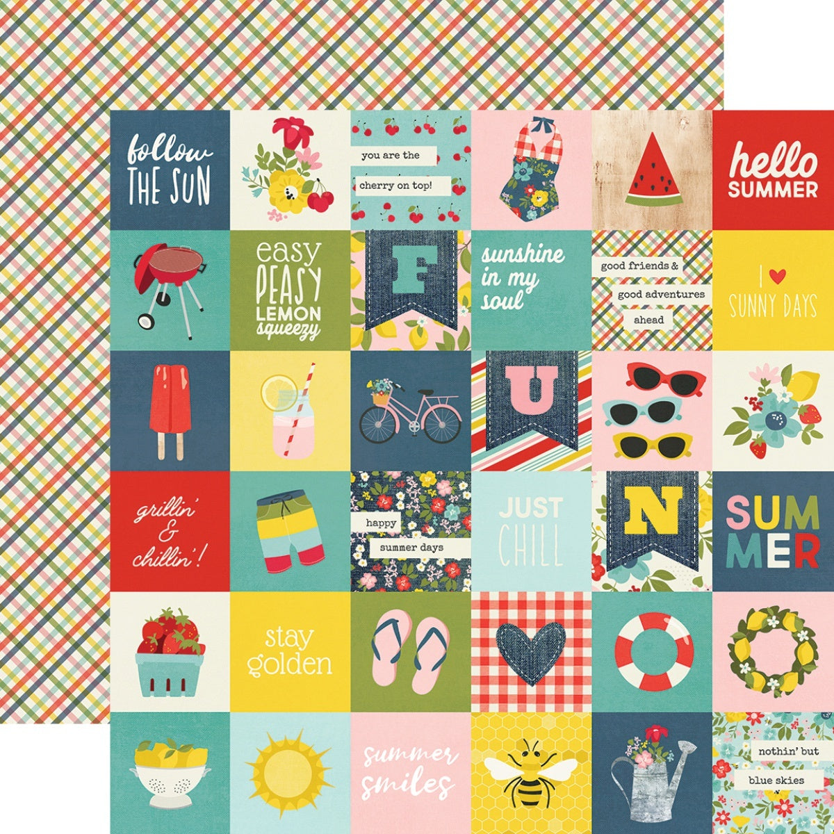 Simple Stories Summer Farmhouse Double-Sided Cardstock 12"X12" 25/Pkg - 2"X2" Elements
