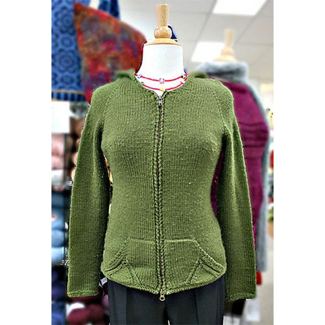 185 Olive Branch Yoga Hoodie - Cardigan Knitting Pattern for Women in Valley Yarns Amherst