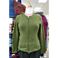 185 Olive Branch Yoga Hoodie - Cardigan Knitting Pattern for Women in Valley Yarns Amherst