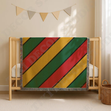 Rasta Striped Blanket Yellow Red Green Rastafari Afghan C2C CROCHET PATTERN