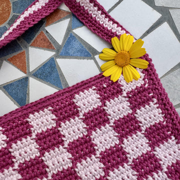 Checkered Baguette Bag