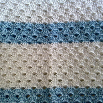 Baby Blanket White and Blue Rows