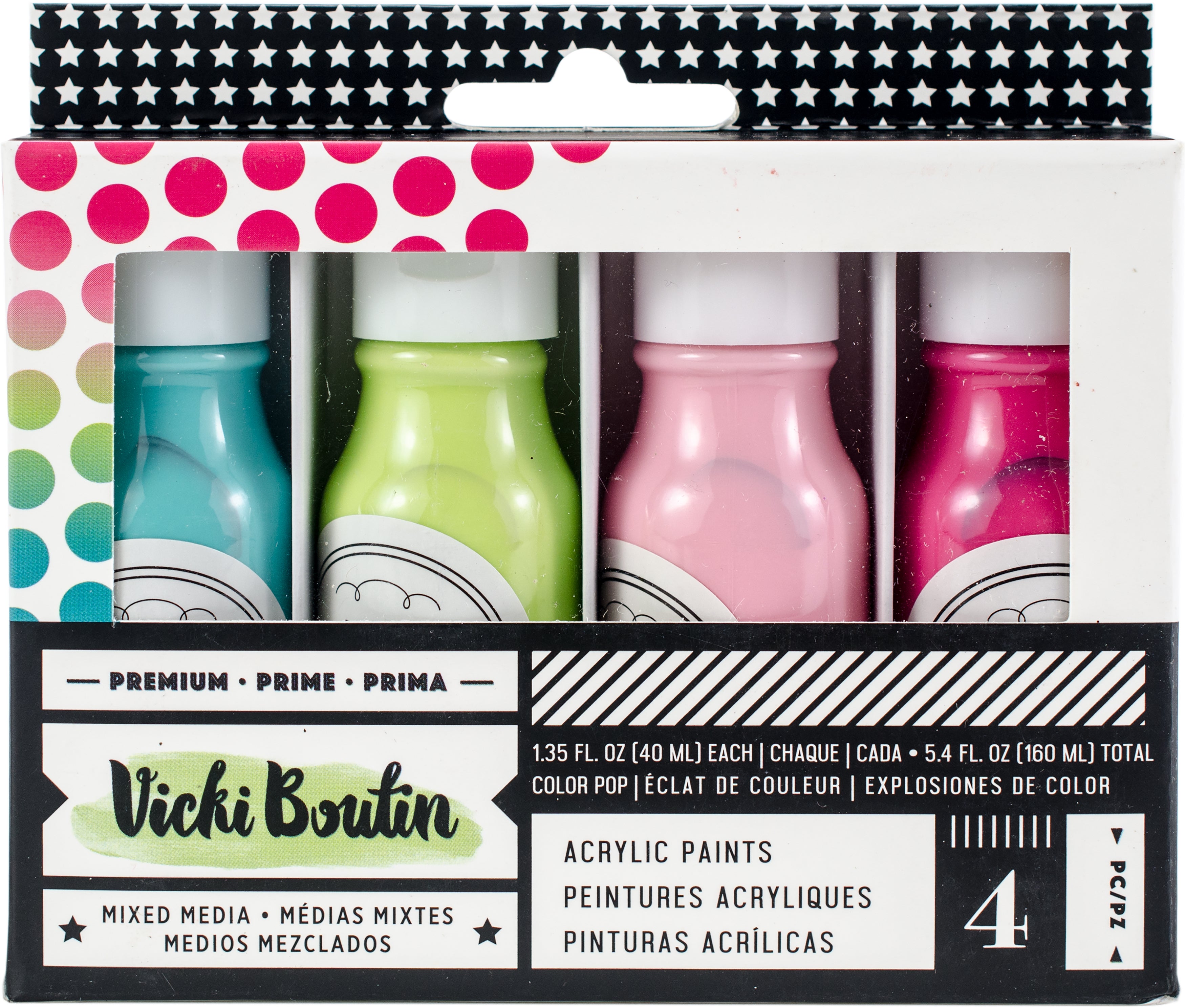 American Crafts Vicki Boutin Mixed Media Color Pop Acrylic Paint 1.7oz 4/Pkg - Set 3