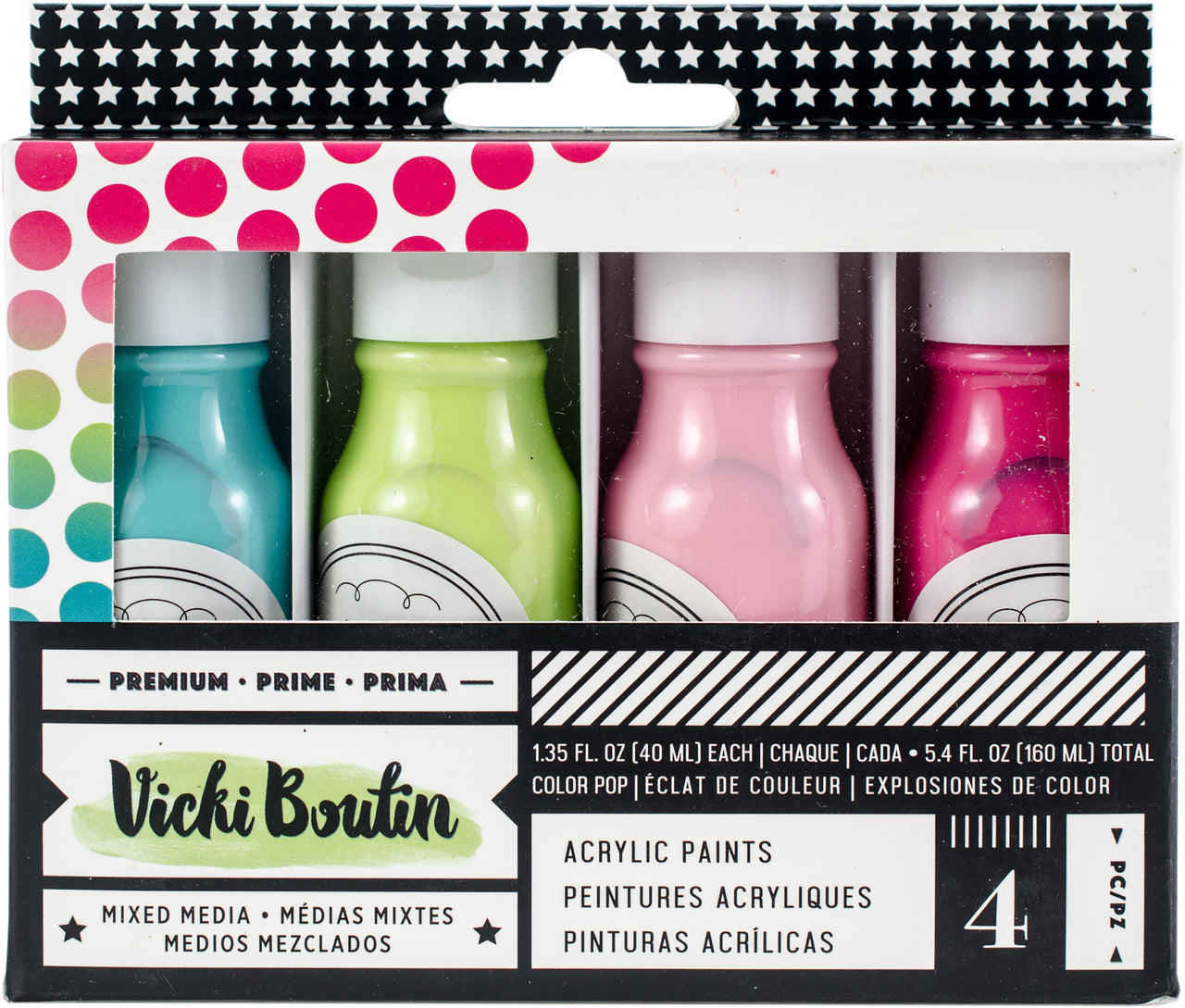 American Crafts Vicki Boutin Mixed Media Color Pop Acrylic Paint 1.7oz 4/Pkg - Set 3