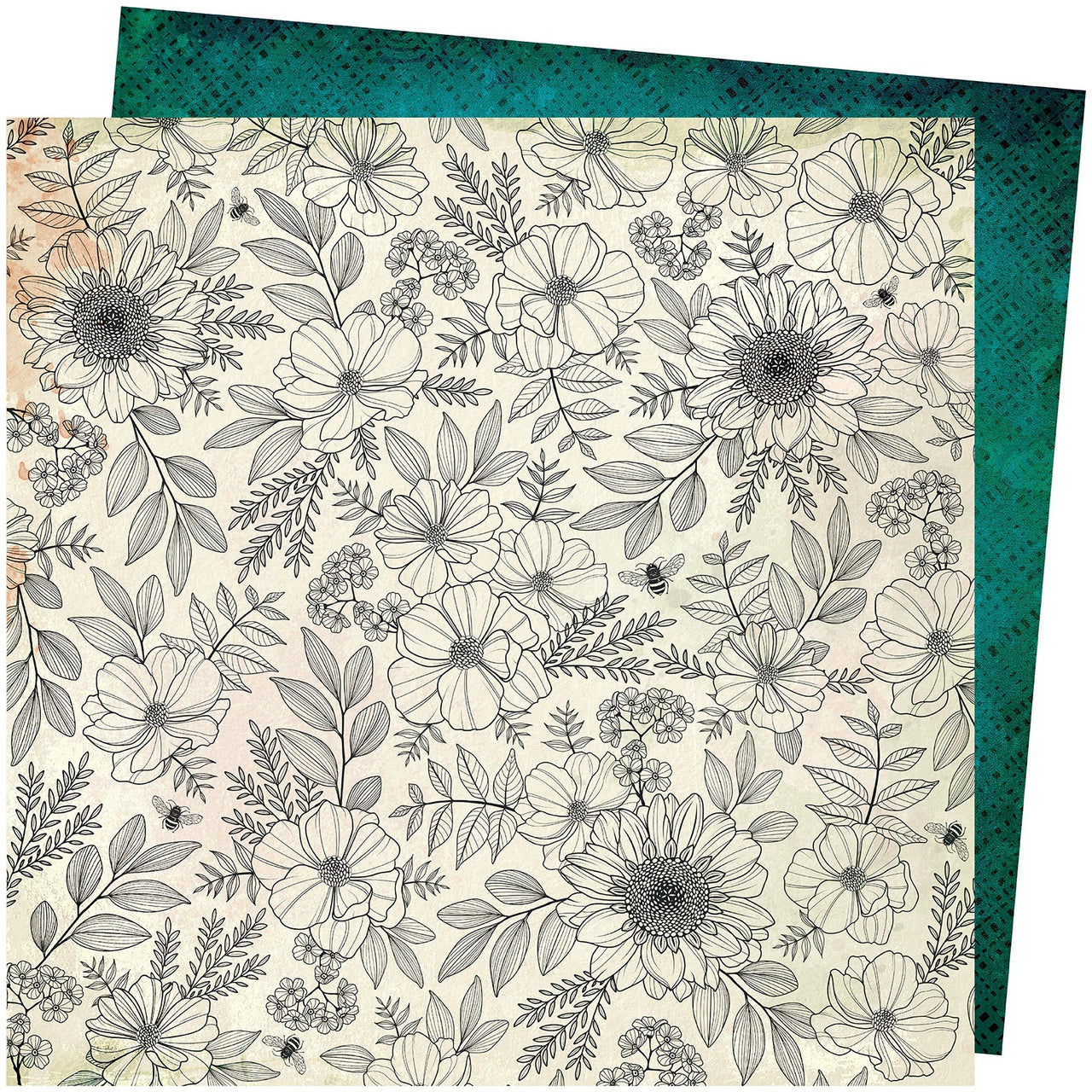 American Crafts Vicki Boutin Wildflower & Honey Dbl-Sided Cardstock 12"X12" 25/Pkg - Full Bloom