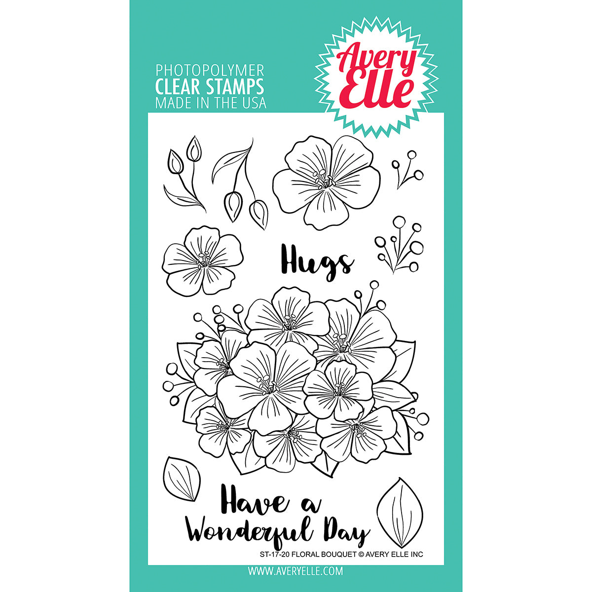 Avery Elle Clear Stamp Set 4"X6" - Floral Bouquet